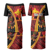 Papua New Guinea Independence Personalised Family Matching Puletasi and Hawaiian Shirt PNG Bagi and Lime Pot LT7 Mom's Dress Black - Polynesian Pride