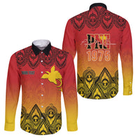 Papua New Guinea 1975 To The Future Personalised Family Matching Summer Maxi Dress and Hawaiian Shirt Sepik Masks LT7 Dad's Shirt - Long Sleeve Red - Polynesian Pride