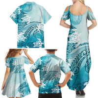 Polynesia Turtle Family Matching Summer Maxi Dress and Hawaiian Shirt Watercolor Abstract Style LT7 - Polynesian Pride