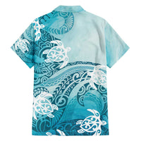 Polynesia Turtle Family Matching Tank Maxi Dress and Hawaiian Shirt Watercolor Abstract Style