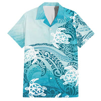 Polynesia Turtle Hawaiian Shirt Watercolor Abstract Style LT7 Blue - Polynesian Pride