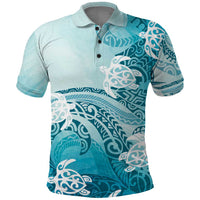 Polynesia Turtle Polo Shirt Watercolor Abstract Style