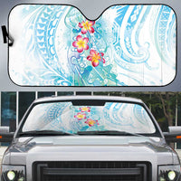 Sea Blue Polynesian Jellyfish Auto Sun Shade Watercolor Glows LT7 Light Blue - Polynesian Pride