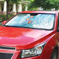 Sea Blue Polynesian Jellyfish Auto Sun Shade Watercolor Glows LT7 - Polynesian Pride