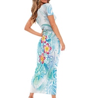 Sea Blue Polynesian Jellyfish Family Matching Short Sleeve Bodycon Dress and Hawaiian Shirt Watercolor Glows LT7 - Polynesian Pride