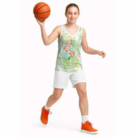 Summer Green Polynesian Jellyfish Basketball Jersey Watercolor Glows - Polynesian Pride
