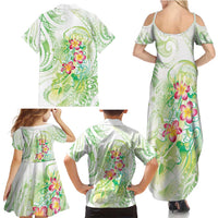 Summer Green Polynesian Jellyfish Family Matching Summer Maxi Dress and Hawaiian Shirt Watercolor Glows LT7 - Polynesian Pride