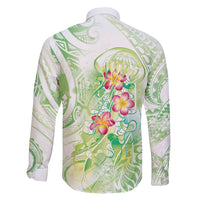 Summer Green Polynesian Jellyfish Family Matching Summer Maxi Dress and Hawaiian Shirt Watercolor Glows LT7 - Polynesian Pride