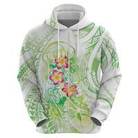 Summer Green Polynesian Jellyfish Zip Hoodie Watercolor Glows LT7 - Polynesian Pride