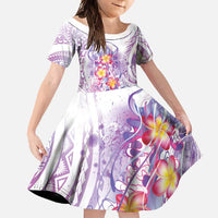 Lavender Polynesian Jellyfish Family Matching Mermaid Dress and Hawaiian Shirt Watercolor Glows LT7 Daughter's Dress Lavender - Polynesian Pride