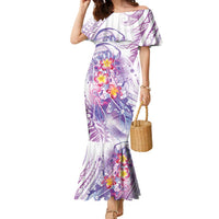 Lavender Polynesian Jellyfish Family Matching Mermaid Dress and Hawaiian Shirt Watercolor Glows LT7 Mom's Dress Lavender - Polynesian Pride