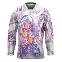 Lavender Polynesian Jellyfish Hockey Jersey Watercolor Glows - Polynesian Pride