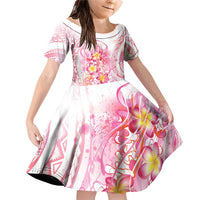 Rose Pink Polynesian Jellyfish Family Matching Off Shoulder Short Dress and Hawaiian Shirt Watercolor Glows LT7 Daughter's Dress Rose Pink - Polynesian Pride