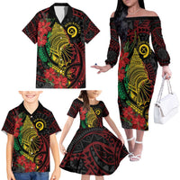 Vanuatu Meri Krismas Family Matching Off The Shoulder Long Sleeve Dress and Hawaiian Shirt Conch Shell Tribal Art LT7 - Polynesian Pride