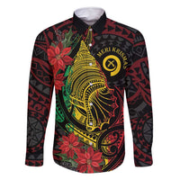 Vanuatu Meri Krismas Family Matching Off Shoulder Short Dress and Hawaiian Shirt Conch Shell Tribal Art