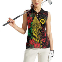 Vanuatu Meri Krismas Women Sleeveless Polo Shirt Conch Shell Tribal Art