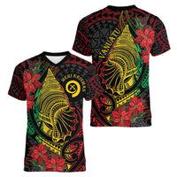 Vanuatu Meri Krismas Women V-Neck T-Shirt Conch Shell Tribal Art