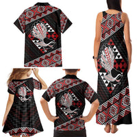 Taniko Aotearoa Family Matching Tank Maxi Dress and Hawaiian Shirt Poutama Mix Piwakawaka LT7 - Polynesian Pride