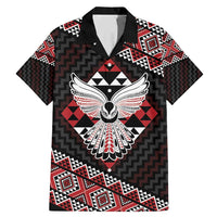 Taniko Aotearoa Family Matching Mermaid Dress and Hawaiian Shirt Poutama Mix Piwakawaka - Ver02 LT7 Dad's Shirt - Short Sleeve Red - Polynesian Pride