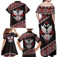 Taniko Aotearoa Family Matching Off Shoulder Maxi Dress and Hawaiian Shirt Poutama Mix Piwakawaka - Ver02 LT7 - Polynesian Pride