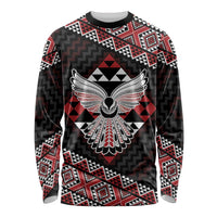 Taniko Aotearoa Long Sleeve Shirt Poutama Mix Piwakawaka - Ver02 LT7 Unisex Red - Polynesian Pride
