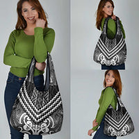 Maori Tukutuku Taniko Motifs Grocery Bag Black Poutama Mix Kowhaiwhai