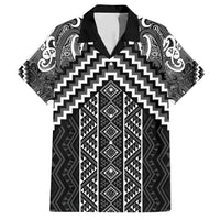 Maori Tukutuku Taniko Motifs Hawaiian Shirt Black Poutama Mix Kowhaiwhai