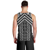 Maori Tukutuku Taniko Motifs Men Tank Top Black Poutama Mix Kowhaiwhai