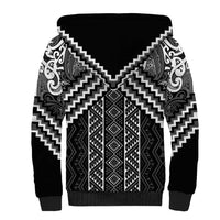 Maori Tukutuku Taniko Motifs Sherpa Hoodie Black Poutama Mix Kowhaiwhai LT7 - Polynesian Pride