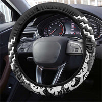 Maori Tukutuku Taniko Motifs Steering Wheel Cover Black Poutama Mix Kowhaiwhai LT7 - Polynesian Pride
