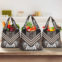 Maori Tukutuku Taniko Motifs Grocery Bag Brown Poutama Mix Kowhaiwhai