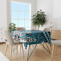 Maori Tukutuku Taniko Motifs Tablecloth Turquoise Poutama Mix Kowhaiwhai LT7 - Polynesian Pride