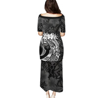 Polynesian Women's Day Family Matching Puletasi and Hawaiian Shirt Plumeria Passion - Black LT7 - Polynesian Pride