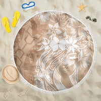 Polynesian Women's Day Beach Blanket Plumeria Passion - Beige LT7 One Size 150cm Beige - Polynesian Pride