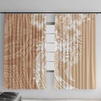 Polynesian Women's Day Window Curtain Plumeria Passion - Beige LT7 With Hooks Beige - Polynesian Pride