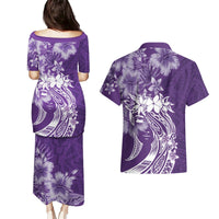 Polynesian Women's Day Couples Matching Puletasi and Hawaiian Shirt Plumeria Passion - Purple LT7 - Polynesian Pride