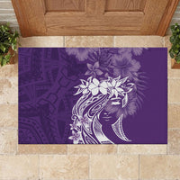 Polynesian Women's Day Rubber Doormat Plumeria Passion - Purple LT7 - Polynesian Pride