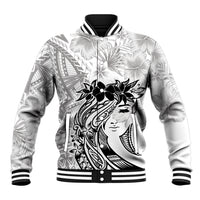 Polynesian Women's Day Baseball Jacket Plumeria Passion - White LT7 Unisex White - Polynesian Pride
