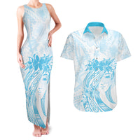 Polynesian Women's Day Couples Matching Tank Maxi Dress and Hawaiian Shirt Plumeria Passion - Turquoise LT7 Turquoise - Polynesian Pride