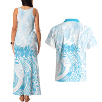 Polynesian Women's Day Couples Matching Tank Maxi Dress and Hawaiian Shirt Plumeria Passion - Turquoise LT7 - Polynesian Pride
