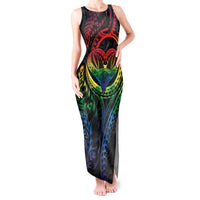 New Zealand Pride Tank Maxi Dress Takatapui Rainbow Fern LT7 Women Colorful - Polynesian Pride