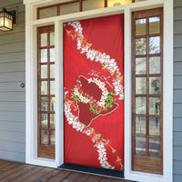 Hawaii Island Flowers Lei Door Cover Ohia Lehua Scarlet Red