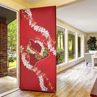 Hawaii Island Flowers Lei Door Cover Ohia Lehua Scarlet Red