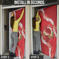 Hawaii Island Flowers Lei Door Cover Ohia Lehua Scarlet Red
