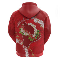 Hawaii Island Flowers Lei Hoodie Ohia Lehua Scarlet Red