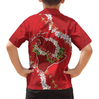 Hawaii Island Flowers Lei Kid Hawaiian Shirt Ohia Lehua Scarlet Red