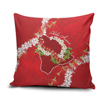 Hawaii Island Flowers Lei Pillow Cover Ohia Lehua Scarlet Red