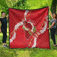 Hawaii Island Flowers Lei Quilt Ohia Lehua Scarlet Red