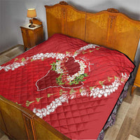Hawaii Island Flowers Lei Quilt Ohia Lehua Scarlet Red