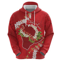 Hawaii Island Flowers Lei Zip Hoodie Ohia Lehua Scarlet Red